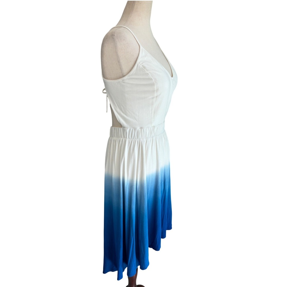 Bebe Womens White Blue Ombre Dip Dye Open Back Midi Dress Small SKU232739 - Picture 6 of 10